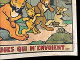 a poster with a picture of a group of dogs playing with each other