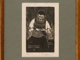 an image of a black and white drawing of a man sitting in a chair
