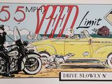 a poster of a man on a motorcycle next to a yellow car
