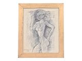 an image of a drawing of a nude woman in a wooden frame