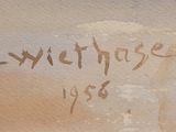 a watercolor painting of a horse with a name written on it