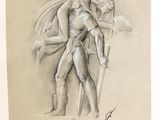 drawing of a drawing of a man holding a woman on his back