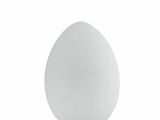 a white egg shaped object on a stand on a white surface