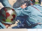 a painting of a man with a helmet and a helmet on
