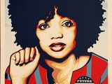 an image of a poster of a woman with an afro hair
