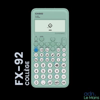 une calculatrice verte sur fond noir