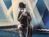 a painting of a man with a cane and a top hat