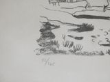 a drawing of a boat in the water with a man on it