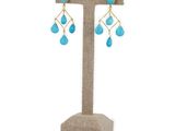 a close up of a pair of earrings on a stand