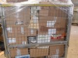 a large metal cage with a bunch of boxes on it