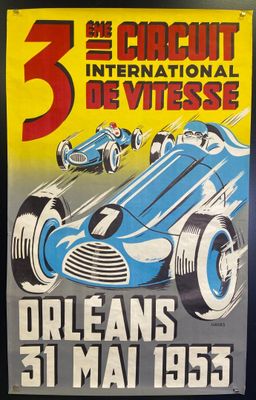 une image d'une affiche annonçant le 3e Circuit international de vitesse à la Nouvelle-Orléans, en France