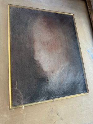 an image of a painting of a man ' s face in a gold frame