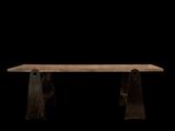 une image représentant une table en bois sur fond noir