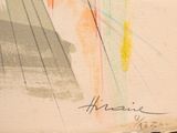 a picture of a drawing of a person on a boat