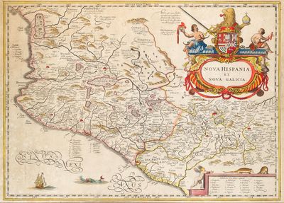 une vieille carte de l'Espagne avec des armoiries