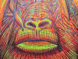 un dessin coloré représentant un gorille aux cheveux longs