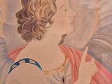 painting of an angel with a feather in his hand