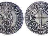 une pièce d'argent avec une croix au recto et une croix au verso