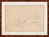 un dessin représentant une femme nue allongée sur le ventre