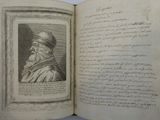 an old book with a picture of a man with a beard and a hat