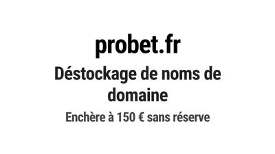 Nom de domaine probet.fr. Catégorie: Sport et fitness.