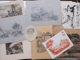 many different types of drawings on the table