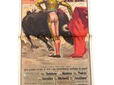 an old newspaper advertises a bullfight in san sebastian, spain