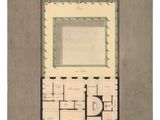 a drawing of a plan of a building with a square window