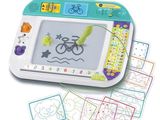 a drawing board with drawings and pictures on it