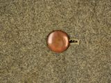 a brown button sitting on the ground next to a brown object