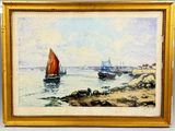 a picture of a painting of a sailboat on the water