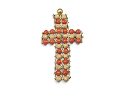 a close up of a cross on a white background