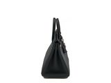 a black handbag on a white background with a white background