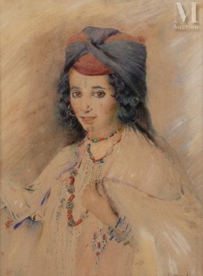 an image of a painting of a woman in a turban