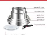 un gros plan sur une photo représentant un ensemble de casseroles et d'assiettes