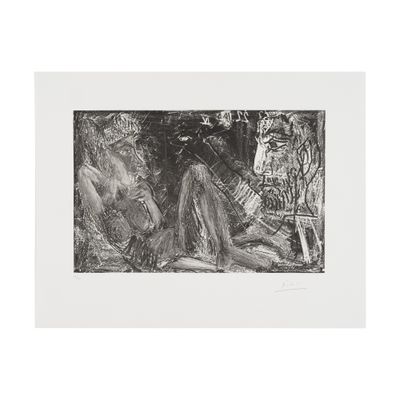 an image of a black and white drawing of a man sitting on a bench