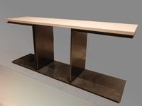 Console rectangulaire en bois, métal et galuchat crème (photo 2)