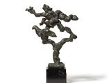 an image of a sculpture of a bonsai tree on a black base