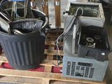 two buckets that are sitting on top of a pallet