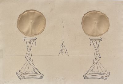 dessin représentant une paire de lampes posées sur une table