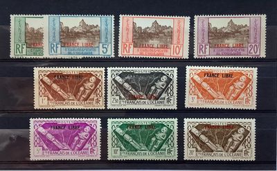 a group of stamps with different colors and designs on them