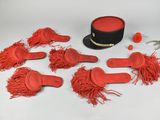 a hat, gloves and a pair of scissors on a table