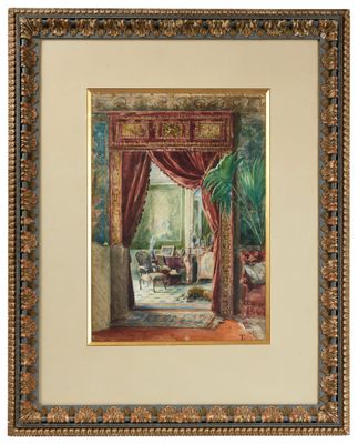 an image of a painting of a woman sitting in a chair in front of a window