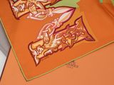 an orange scarf with a picture of a cartoon character on it