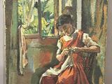 an image of a painting of a woman sitting on a chair