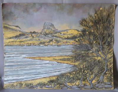 Max TOUTAIN (1935-2006), "La rive", gouache sur carton, 58 x…