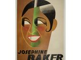 une image d'une affiche vintage représentant le visage d'une femme, sur laquelle figure le nom « Josephine Baker »