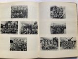 many pictures of a group of people posing for a picture