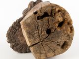a piece of wood that has been cut in half