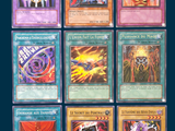 the cards are all different colors and designs on a blue background